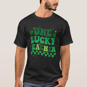 Een Lucky Teacher Groovy Retro St Patrick's Day Bo T-shirt