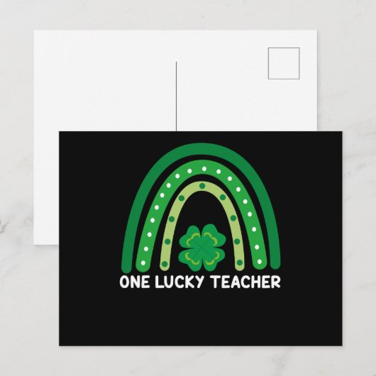 Eén Lucky Teacher Irish Rainbow St Patrick's Day Briefkaart (Voorkant / Achterkant)
