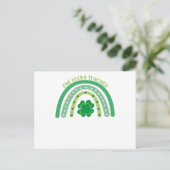 Eén Lucky Teacher Irish Rainbow St Patrick's Day Briefkaart (Staand voorkant)