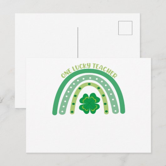 Eén Lucky Teacher Irish Rainbow St Patrick's Day Briefkaart (Voorkant / Achterkant)