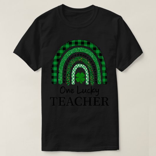Eén Lucky Teacher Leprard Rainbow Pset St Patrick T-shirt (Design voorkant)