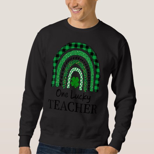 Eén Lucky Teacher Leprard Rainbow Pset St Patrick Trui (Voorkant)