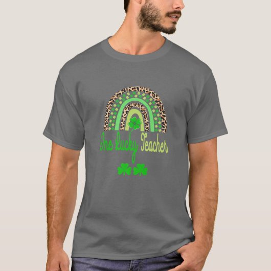 Eén Lucky Teacher Rainbow St Patrick Day T-shirt (Voorkant)