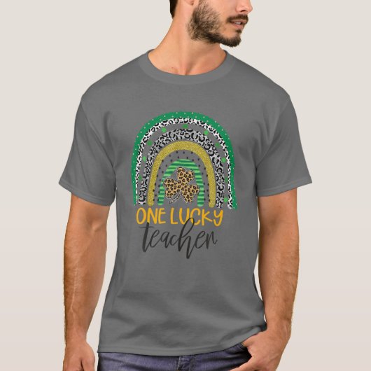 Eén Lucky Teacher Rainbow St Patrick Day T-shirt (Voorkant)
