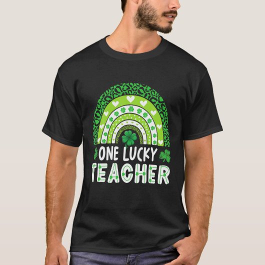Eén Lucky Teacher Rainbow St Patrick Day T-shirt (Voorkant)