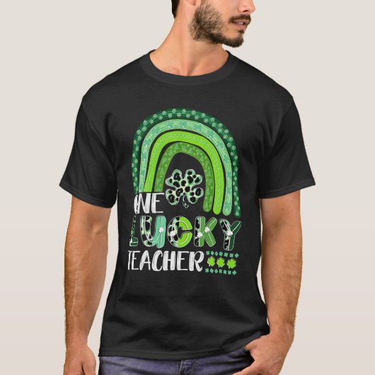 Eén Lucky Teacher Rainbow St Patrick's Day Appreci T-shirt (Voorkant)