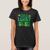 Eén Lucky Teacher Retro  St Patrick's Day T-shirt (Voorkant)