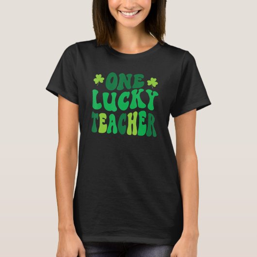 Eén Lucky Teacher Retro  St Patrick's Day T-shirt (Voorkant)