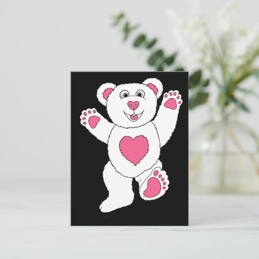 Eén Lucky Teddy (roze) Briefkaart (Staand voorkant)
