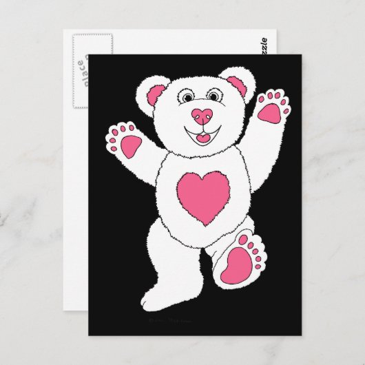 Eén Lucky Teddy (roze) Briefkaart (Voorkant / Achterkant)