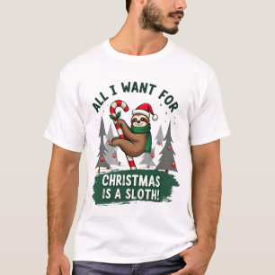 Een luiaard met Kerstmis. Schattige, Kerst-luiaard T-shirt