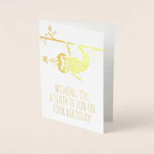 Een luiaard van Fun Funny Gold Foil Verjaardag Kaa Folie Kaarten