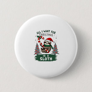 Een luiaard voor Kerstmis. Schattige, kerstluiaard Ronde Button 5,7 Cm