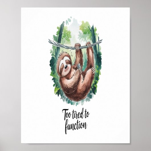 Een luiaard wild dier moe poster (Voorkant)