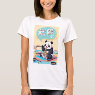Een luie anime panda eten ramen en gezegde, "Just T-shirt