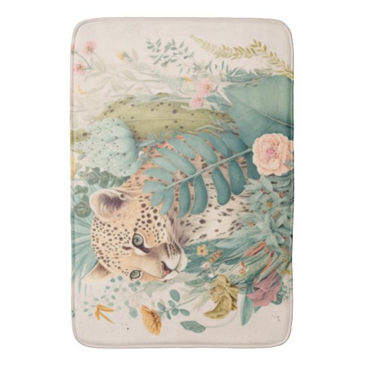 Een luipaard achter de struik badmat (Voorkant Verticaal)