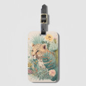 Een luipaard achter de struik bagagelabel (Voorkant (verticaal))