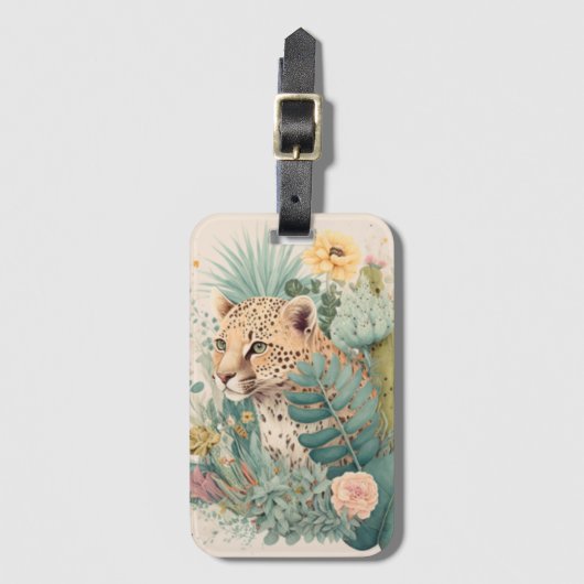 Een luipaard achter de struik bagagelabel (Voorkant (verticaal))