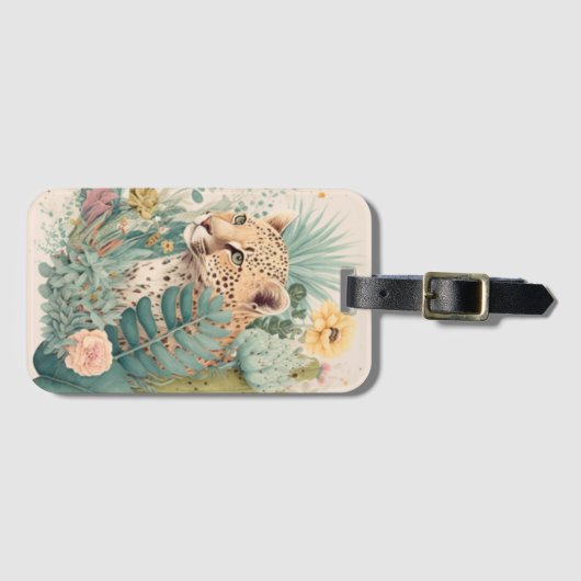 Een luipaard achter de struik bagagelabel (Voorkant (horizontaal))