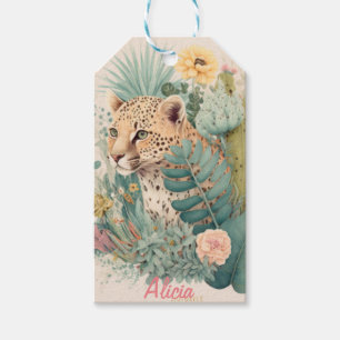 Een luipaard achter de struik cadeaulabel