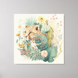 Een luipaard achter de struik canvas afdruk