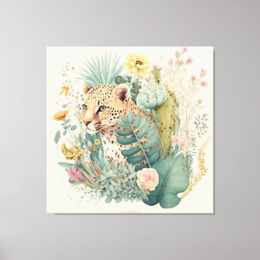 Een luipaard achter de struik canvas afdruk (Voorkant)