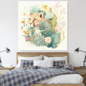 Een luipaard achter de struik canvas afdruk (Insitu (Slaapkamer))
