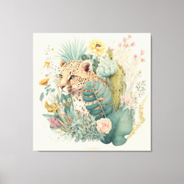 Een luipaard achter de struik canvas afdruk