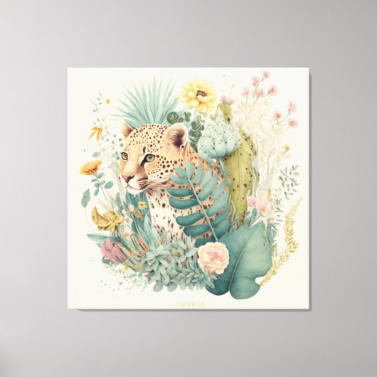 Een luipaard achter de struik canvas afdruk (Voorkant)