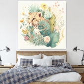 Een luipaard achter de struik canvas afdruk (Insitu (Slaapkamer))