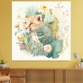 Een luipaard achter de struik canvas afdruk (Insitu (Woonkamer))
