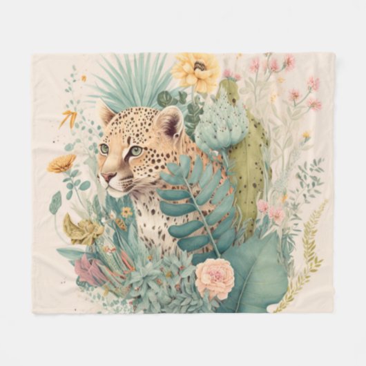 Een luipaard achter de struik fleece deken (Voorkant (Horizontaal))