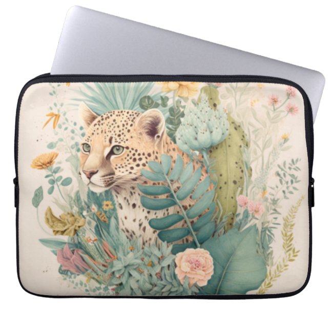 Een luipaard achter de struik laptop sleeve (Voorkant)