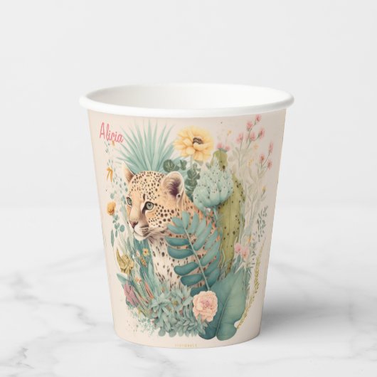 Een luipaard achter de struik papieren bekers (Voorkant)