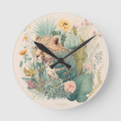 Een luipaard achter de struik ronde klok (Voorkant)