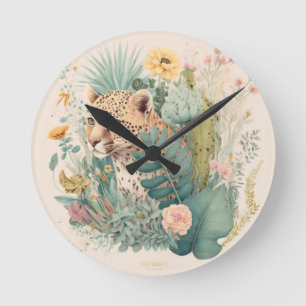 Een luipaard achter de struik ronde klok