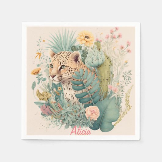 Een luipaard achter de struik servet (Voorkant)