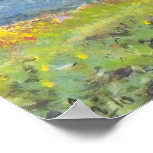 'Een lunch onderbroken' koe landschapsschilderij Poster (Hoek)