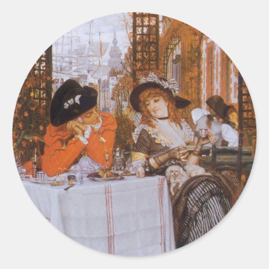 Een Luncheon (Le Dejeuner) van James Tissot Ronde Sticker (Voorkant)