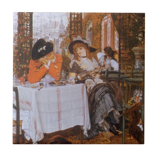 Een Luncheon (Le Dejeuner) van James Tissot Tegeltje (Voorkant)