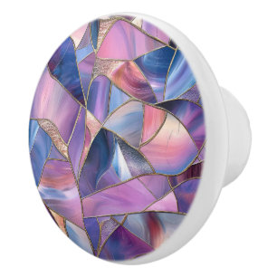 Een luxueus paarse tonen gebrandschilderd glas pat keramische knop