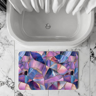 Een luxueus paarse tonen glas-in-lood patroon badmat
