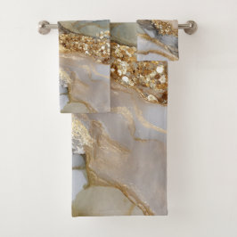 Een luxueuze gouden en witte marmeren achtergrond bad handdoek