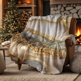 Een luxueuze gouden en witte marmeren achtergrond fleece deken