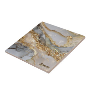 Een luxueuze gouden en witte marmeren achtergrond tegeltje