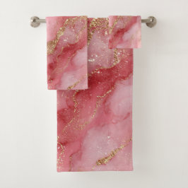 Een luxueuze roze marmeren achtergrond bad handdoek