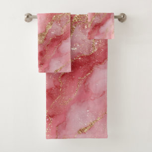 Een luxueuze roze marmeren achtergrond bad handdoek