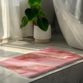 Een luxueuze roze marmeren achtergrond badmat