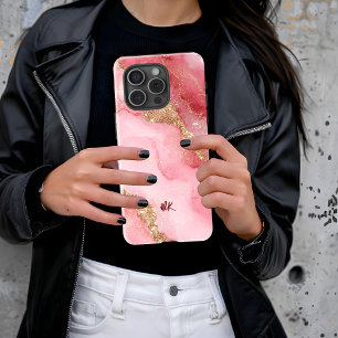 Een luxueuze roze marmeren achtergrond iPhone 16 pro hoesje