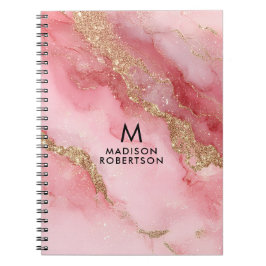 Een luxueuze roze marmeren achtergrond notitieboek